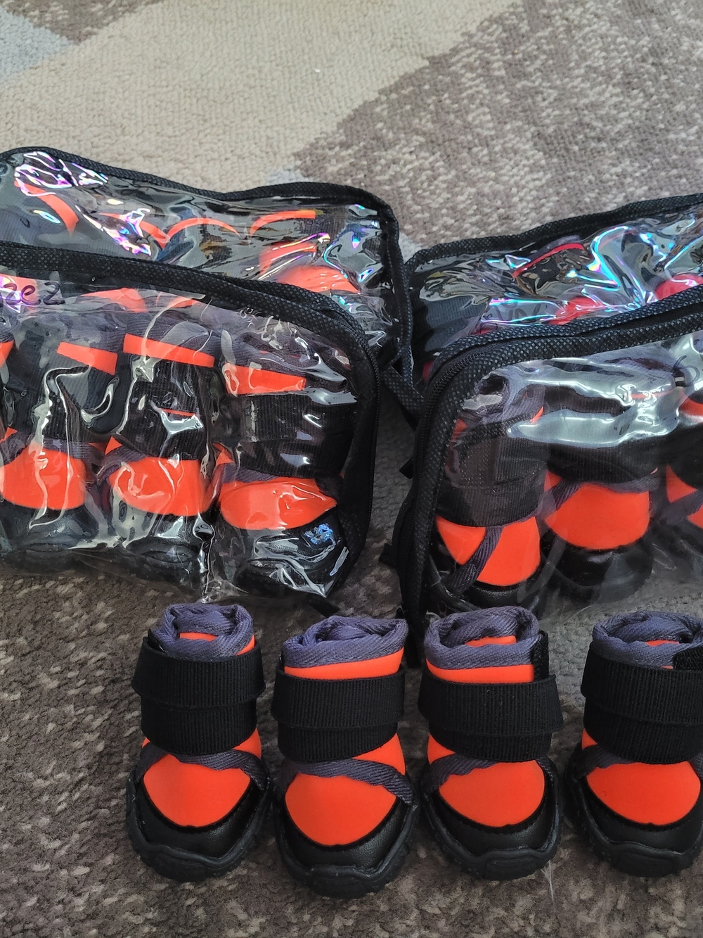 Black and Orange Protective Dog Booties - Secure Fit
